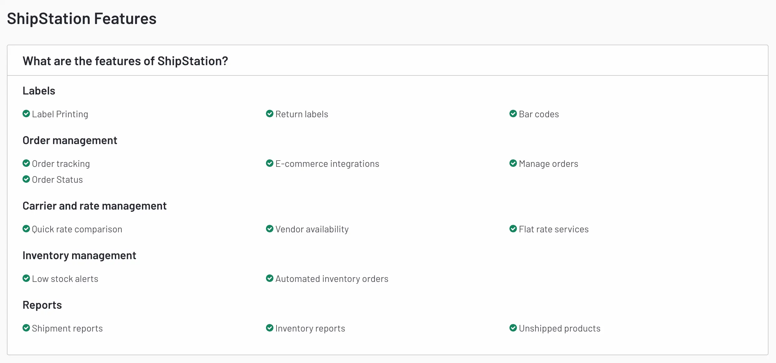 ShipStation Features